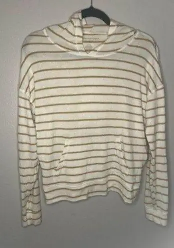 American Eagle  white and yellow striped hoodie