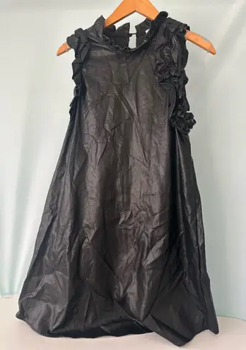 TCEC  Black Ruffled Pleather Dress Size Small - Image 1