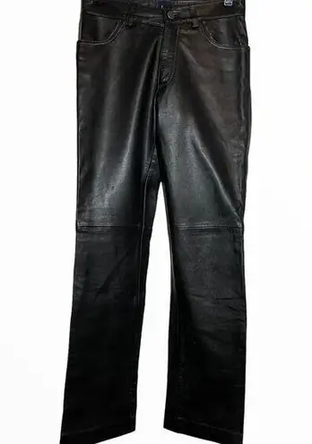 Gap Vintage  Leather Pants Y2K Bootcut Mid Rise Button Closure Black Large 26"