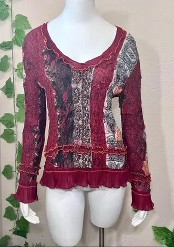 Alberto Makali Multi-print Floral Ruffle Blouse