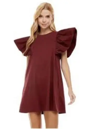 TCEC NWT Knit Dress with Poplin Ruffle Sleeve