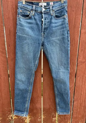 RE/DONE High Rise Comfort Stretch Ankle Crop Jeans Mid 70s Size 28