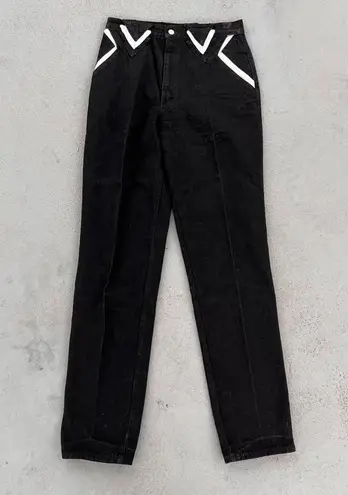 Vintage 90s Roper black white high waist v yoke bareback cowgirl western jeans Size 31