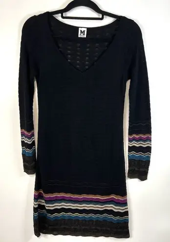 Missoni Sweater Dress Womens Sz Small Black, Multicolor V Neck Designer Luxury