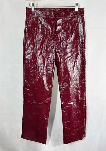 LNA Faux Leather Patent Crinkle Pants Size Large Wine