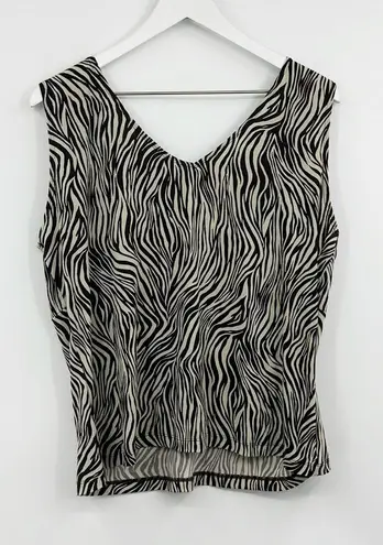 Vintage Y2K Zebra Tank Top Size 1XL Early 2000s