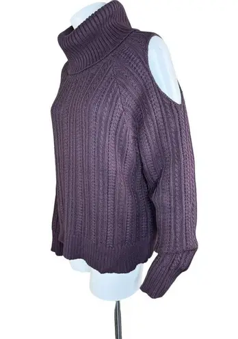 Studio Park Shawn Killinger Cold Shoulder Cable Knit Sweater Huckleberry Large Purple