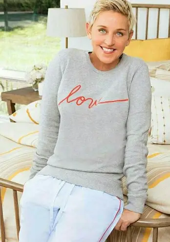 Ellen Degeneres Red LOVE spellout on Light Gray Long sleeve Sweatshirt L Size L