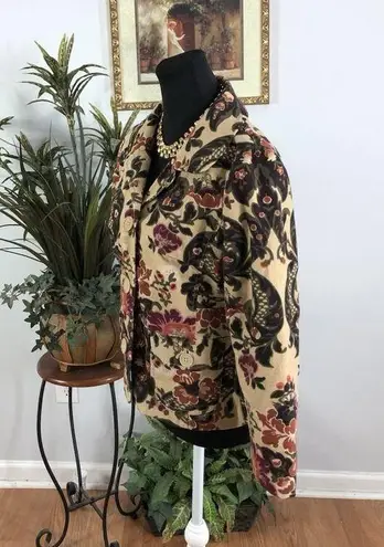 ATL Studio Brown Paisly 6 Jacket without Removable Faux Fur Trim Office Siren