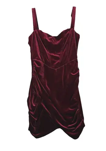 Cider Dress Womens Small Red Velvet Corset Cami Mini Ruched Clubwear Date Night