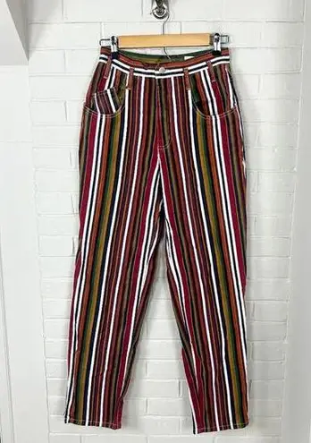 Vintage Christina 100% Cotton Multi Color Striped High Rise Denim Jeans Size 6