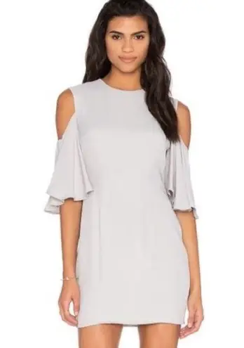 Keepsake Believer Cold Shoulder Mini Dress in Pale Gray