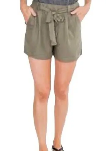 Charlotte Russe  taupe olive paper bag waist shorts with belt sash