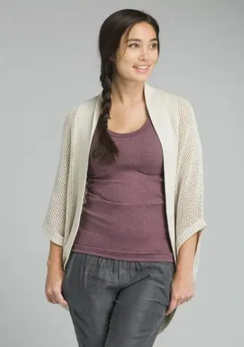 prAna NWT New Womens Beige Lima Sweater L Soft Cardigan Open Casual Organic Cott