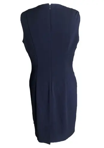 Calvin Klein Navy Blue Sheath Sleeveless Round Neck Business Casual Dress