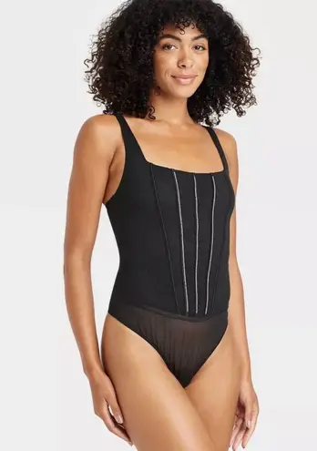 Auden Women's Rhinestone Lingerie Bodysuit - Black