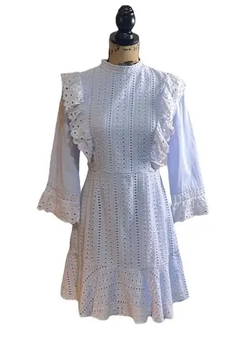 The Clothing Company Eyelet Baby Blue Ruffle Mini Dress Size Large