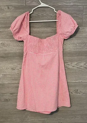ZARA  PINK GINGHAM DRESS size large