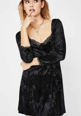 Free People  Kay Velvet mini dress in black