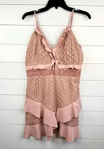 Bardot Fae Pink Ruffled V-Neck Lace Bustier Spaghetti Strap Dress Size 10