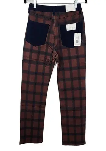 We Wore What Women's Navy and Brown Plaid Jeans Size 27 NWT Icon Jeans Plaid - Image 3
