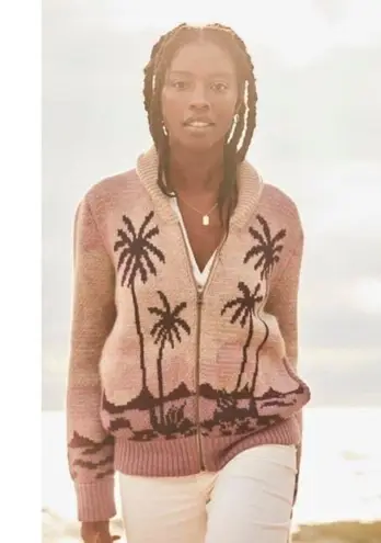 💕FAHERTY💕 Beach Cardigan ~ Sunset Palm Print Small S NWT Pink