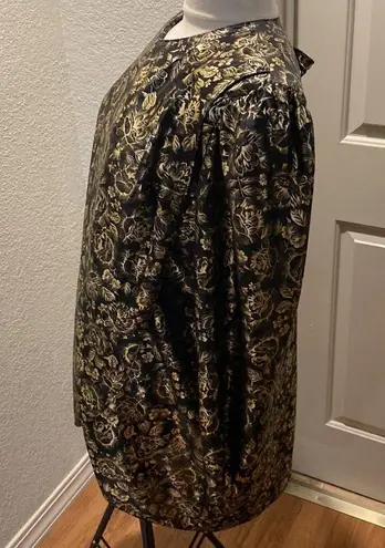 Gossip Vintage 1980’s Metallic Floral Black & Gold Blouse/Mini Dress EUC Sz 20W