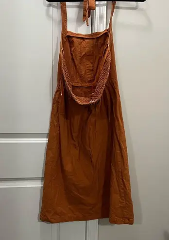Moon River FLAWED Burnt Orange Halter Dress Size Small $85