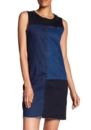 Edge Hope and Harlow Sleeveless Cotton Denim Patchwork Frayed Raw Dress Size 12