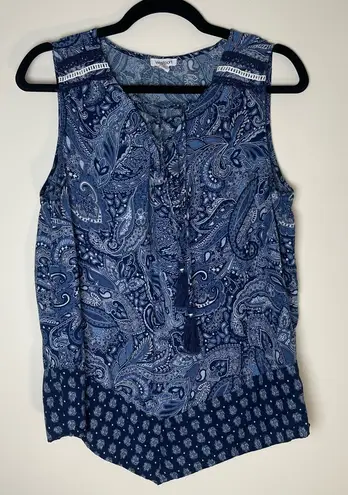 Westport | Blue Paisley Bandana Print Sleeveless Top | Large