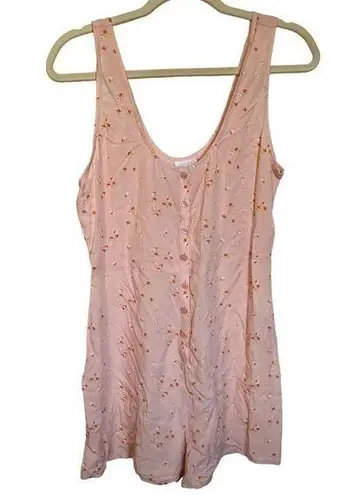 Abound  Romper Womens M Floral Peach Colored Orange‎ Button Front