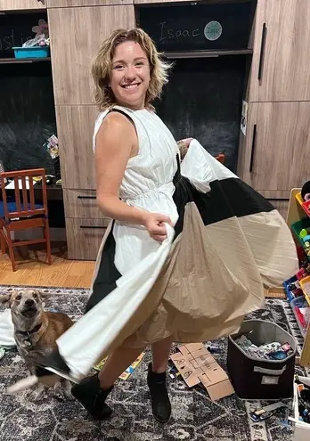 BIBHU MOHAPATRA x RTR Black White Colorblock Pleated Crewneck Flowy Dress Size 4