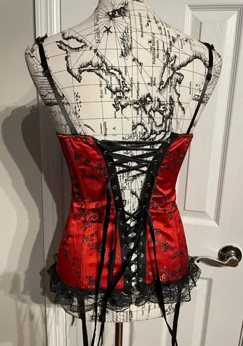 Vintage y2k Lace Floral Corset Steampunk Victorian Gothic Satin Multi Size M