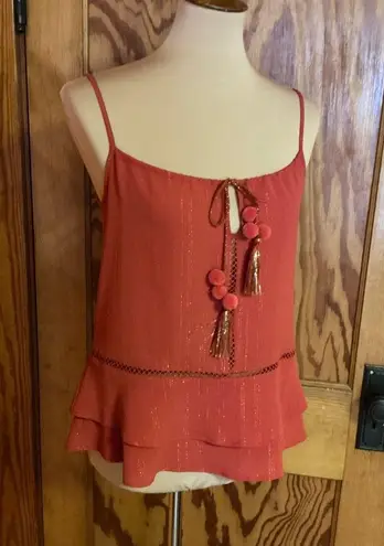 Central Park West shimmery boho tank top