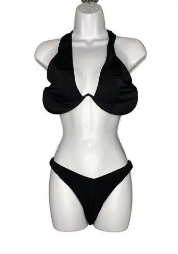 Naked Wardrobe  Womens 2 pc Swimsuits Underwire Bikini Black‎ Size Large