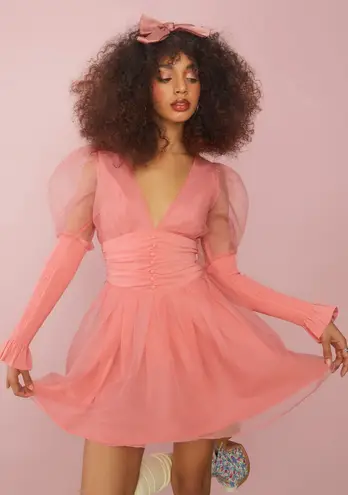 Dolls Kill Pink Puff Sleeve Dress