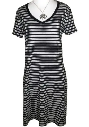 Tommy Hilfiger  Black & White Striped Short Sleeve Stretch Shirt Dress SP