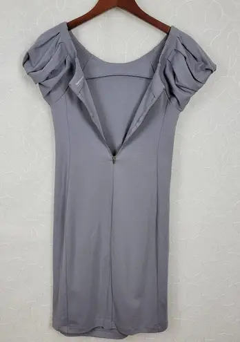 Gap  Maternity Womens Dress Size S Gray Puff Sleeve Exposed Back Zip Stretch Midi