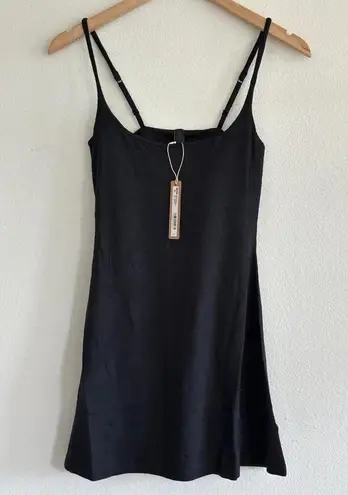 SKIMS Smooth Layers Scoop Neck Mini Dress in Obsidian, Size X-Small