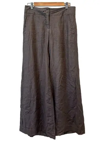 Sundance Wide Leg Baggy Coastal Grandma Minimalist Linen Pants In Gray Size 4