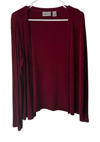 Chico's  Travelers Cardigan Long Sleeve Open Front Burgundy Red Whimsigoth Witchy - Image 1