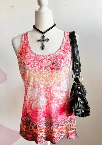 Vintage Y2K Mossimo Floral Tank Top 90s 2000s‎ Y2K Retro Large Orange - Image 1