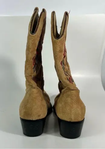 Vintage American West Trading Co. Brown Suede Rose Embroidered Cowgirl Boots 8