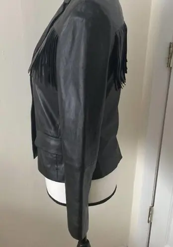 Zadig & Voltaire Maison Deluxe Black Lamb Leather Jacket with Fringes Size Small