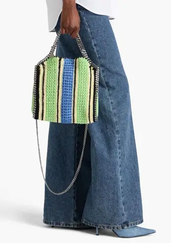 Stella McCartney NEW | Falabella Striped Cotton Crochet Tote Bag in Green/Blue
