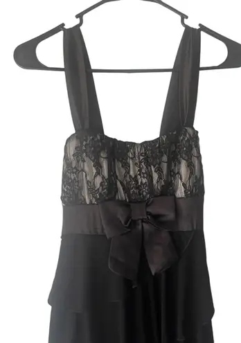 DEB Y2k 2000s Small Black Lace Fairy Grunge Goth Chiffon Whimsygoth Mini Dress