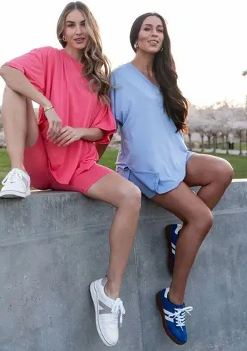 Holley Girl Sloane Biker Set in Coral XL Very Oversized T