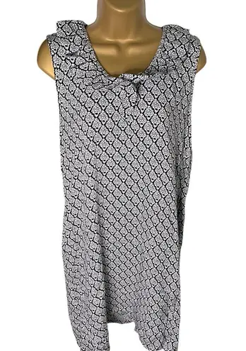 Simply Noelle Sleeveless Swing Dress Ruffle Neck Keyhole Back Black White L/XL