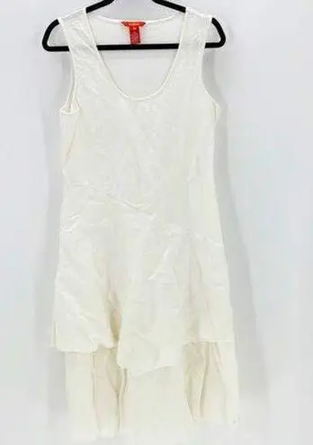 Sundance Linen Tiered off White Fit Flare Boho Layering Midi Tank Dress size PM