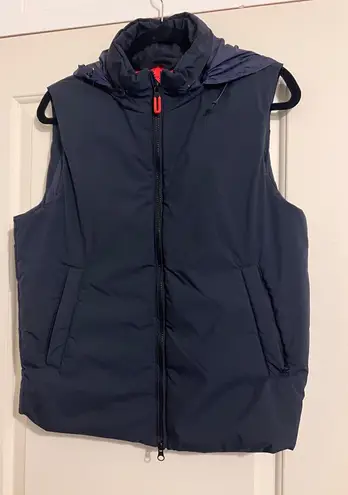 Bomboogie $252 Puffer Vest Hooded Hoodie Fall Navy Blue Primaloft Insulated